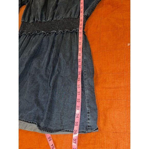Rails Shawna  Long-Sleeve Smocked Waist Button-Front Denim Women's Dress Size L - Picture 9 of 11